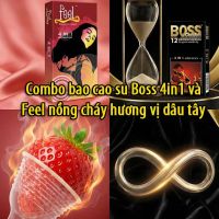 Combo Bao cao su"Quyền Lực & Cảm Xúc": Boss 4in1 và Feel 4in1 Hương Dâu