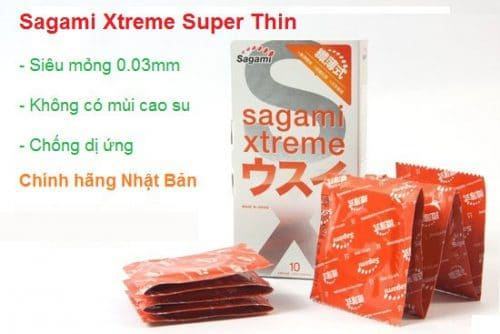 Bao cao su Sagami Xtreme Super Thin - siêu mỏng hộp 2 cái