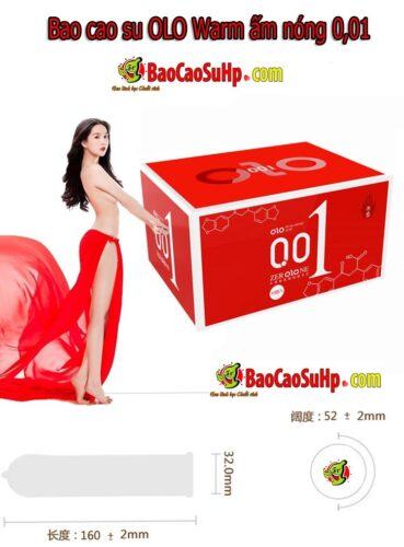 bao cao su OLO siêu mỏng 0,01 Warm Red Ấm nóng