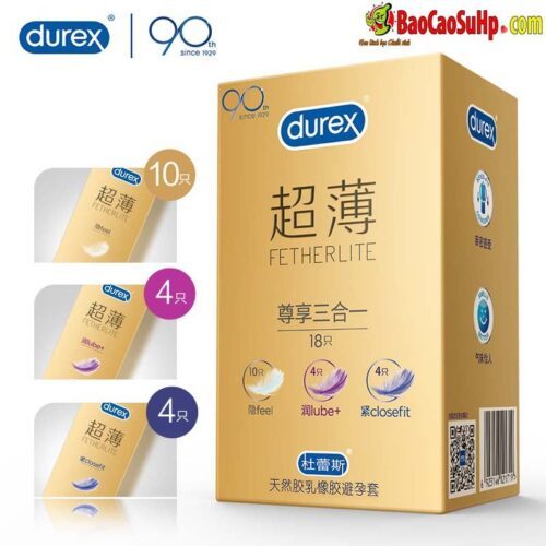 Durex Prenium Fetherlite Prenium 1 - Bao cao su Durex Prenium Fetherlite 18c Mix 3 loại siêu mỏng!!!