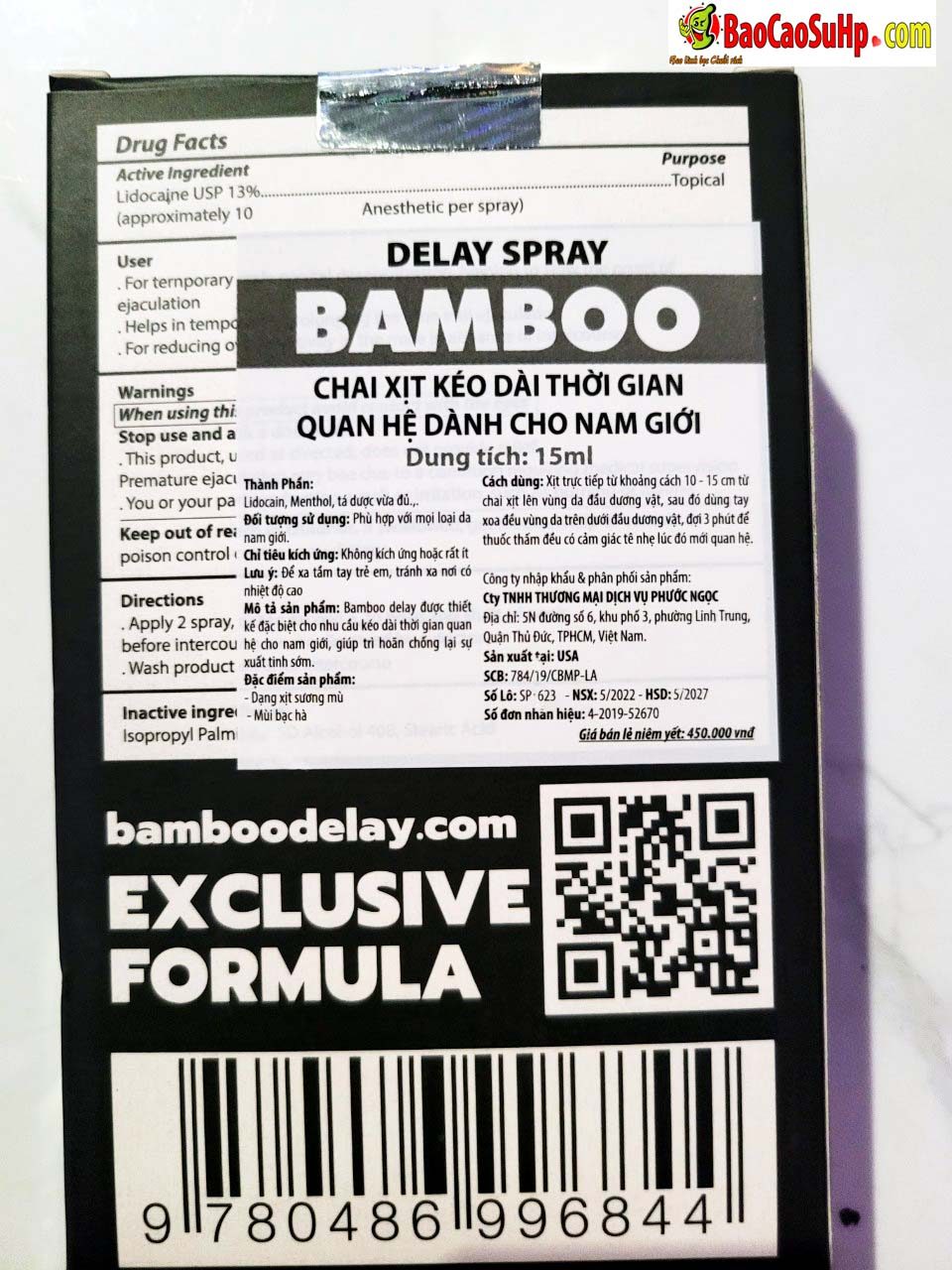 Chai xit keo dai thoi gian USA Bamboo Black Edition 2 - Chai xịt kéo dài thời gian USA Bamboo Black Edition 15ml 13%