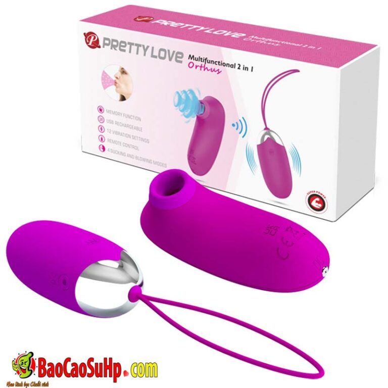Bộ trứng rung hút Điều Khiển Từ Xa 2 quả Baile Prettylove Patilla Silicon Sạc Cho Nữ 14901W