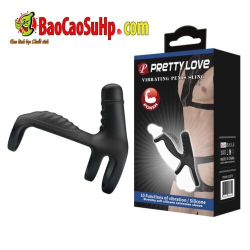 Vòng đeo dương vật Baile Prettylove Penis Sling 210276 V2 rung mạnh mẽ