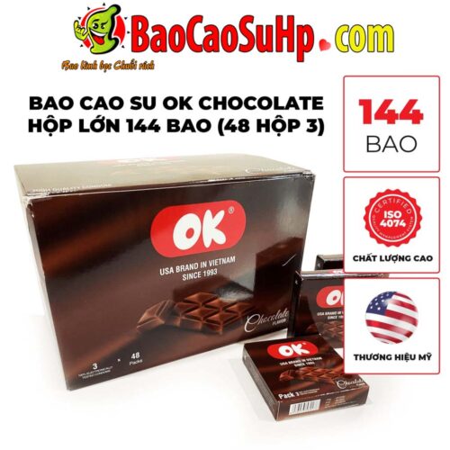 Bao cao su Ok vị Socola ngọt ngào dành cho gia đình 144c/1 hộp