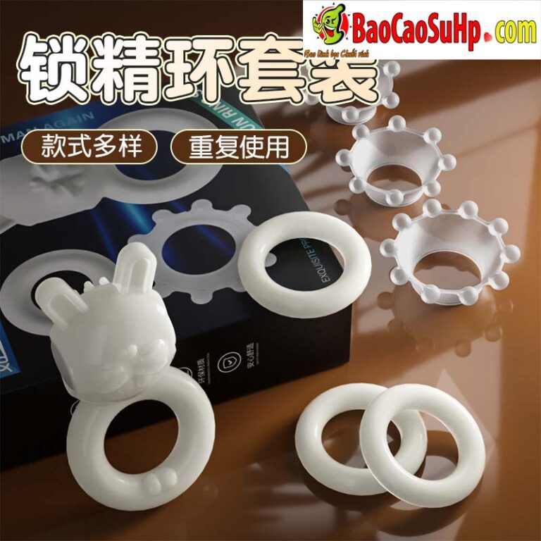 Bộ vòng đeo dương vật Jiuuy bi, vòng Himiki đeo tai thỏ rung 7 món