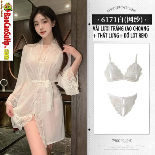 Bo do ngu ren satin va ao choang tam goi cam Mizzzee ZY6171 20 - Bộ đồ ngủ ren satin và áo choàng tắm gợi cảm Mizzzee ZY6171