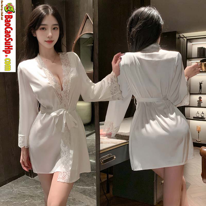 Bo do ngu ren satin va ao choang tam goi cam Mizzzee ZY6171 9 - Bộ đồ ngủ ren satin và áo choàng tắm gợi cảm Mizzzee ZY6171
