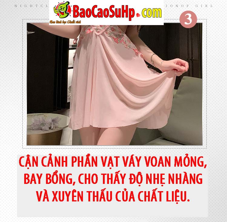 Vay Ngu Quyen Ru Mizzzee 7877 – Vai Voan Theu Hoa Dao 16 - Váy Ngủ Quyến Rũ Mizzzee 7877 – Vải Voan Thêu Hoa Đào