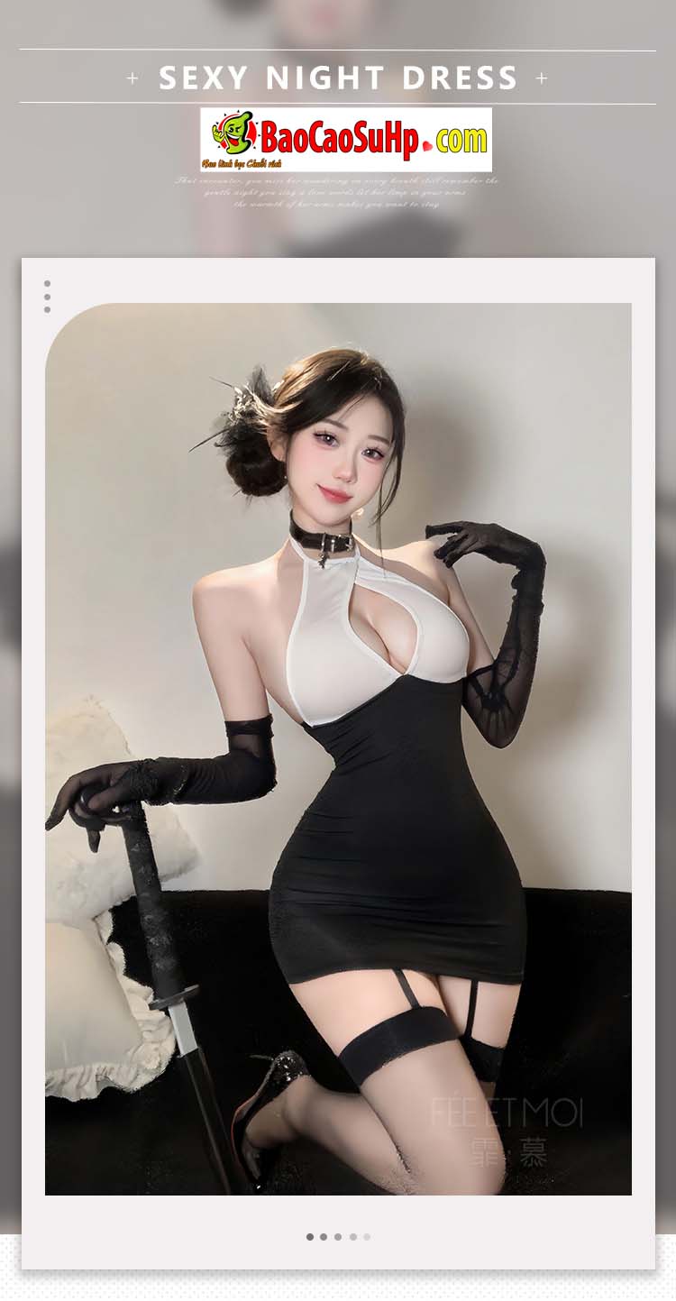 bo do lot bo ngu goi cam 7 - Bộ đồ ngủ ren satin và áo choàng tắm gợi cảm Mizzzee ZY6171