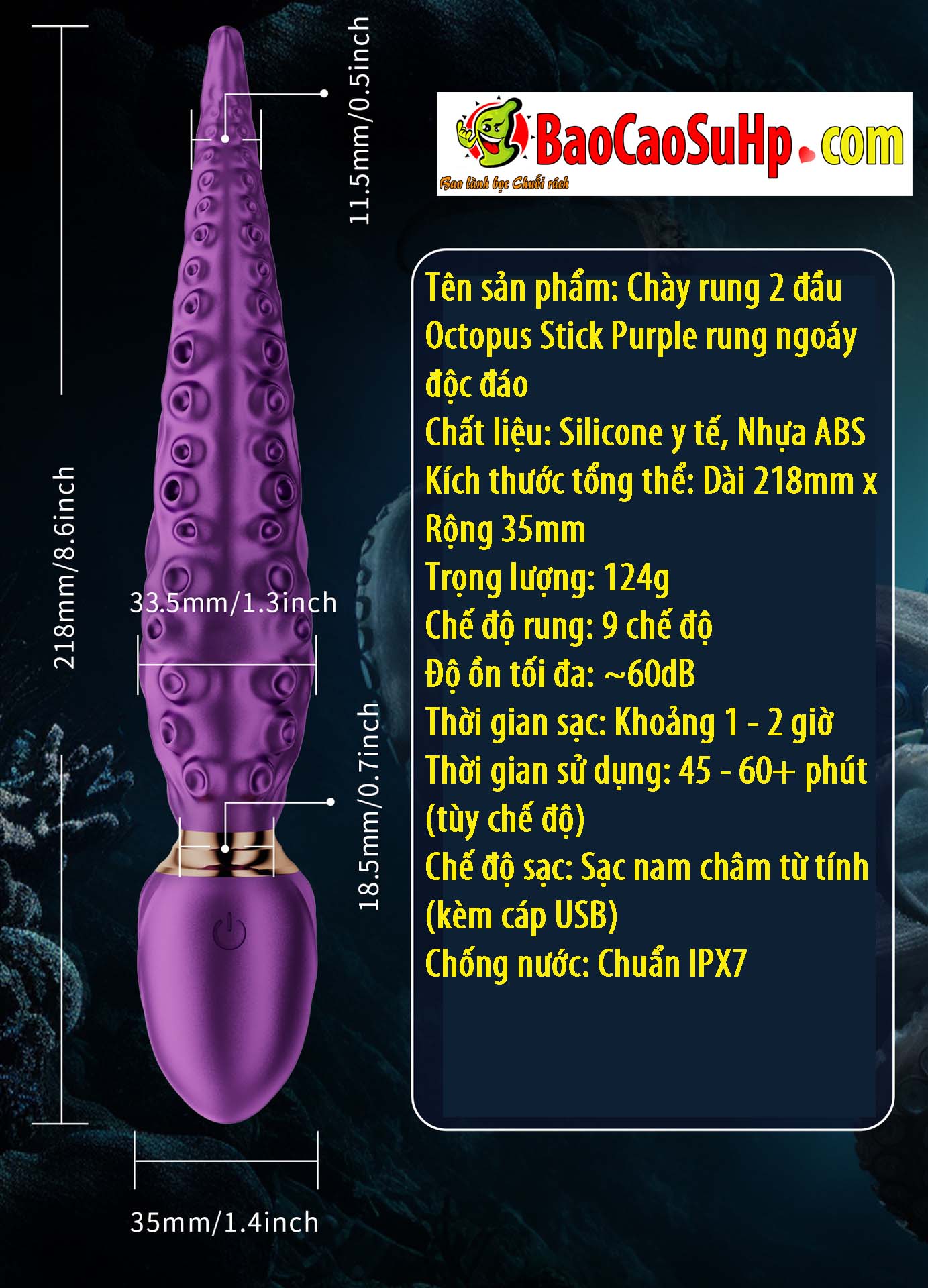 chay rung Octopus Stick Purple 10 1 - Chày rung 2 đầu Octopus Stick Purple rung ngoáy độc đáo Silicone chay rung Octopus Stick Purple 10 1 - Chày rung 2 đầu Octopus Stick Purple rung ngoáy độc đáo Silicone