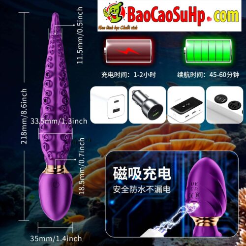 chay rung Octopus Stick Purple 2 - Chày rung 2 đầu Octopus Stick Purple rung ngoáy độc đáo Silicone