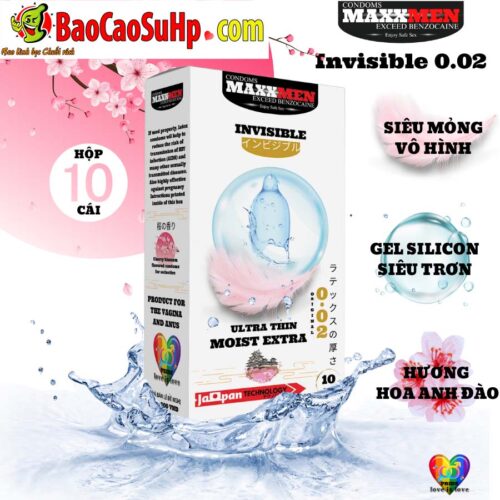 Bao Cao Su Maxxmen Invisible 002 1 - Bao cao su size 49mm Maxxmen Invisible 002, công nghệ NHẬT BẢN siêu mỏng gel silicone