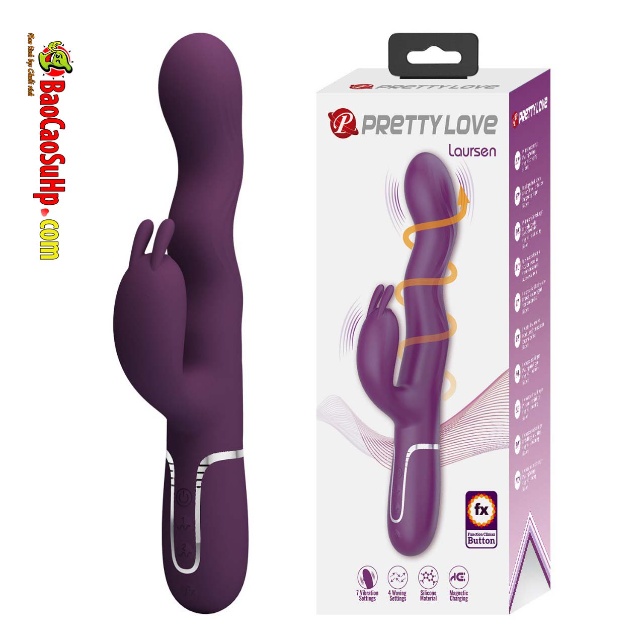 Duong vat gia 3D tai tho Prettylove Laursen 5 - Dương vật giả 3D tai thỏ Prettylove Laursen rung ngoáy zikzak Silicone