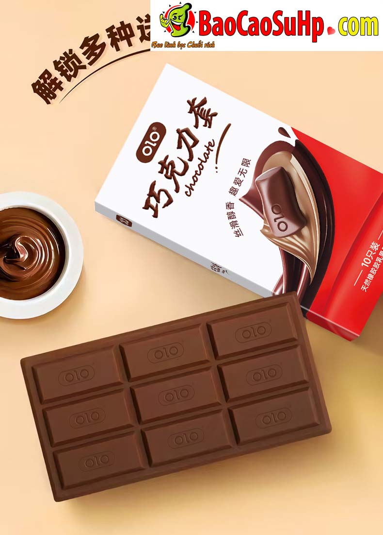 Bao cao su Olo 0.01mm Sieu Mong Huong vi Socola 10 - Bao cao su Olo 0.01mm Siêu Mỏng Hương vị Socola ngọt ngào
