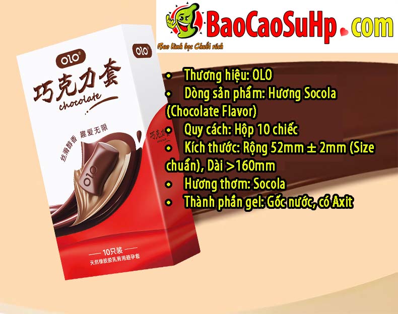 Bao cao su Olo 0.01mm Sieu Mong Huong vi Socola 14 - Bao cao su Olo 0.01mm Siêu Mỏng Hương vị Socola ngọt ngào