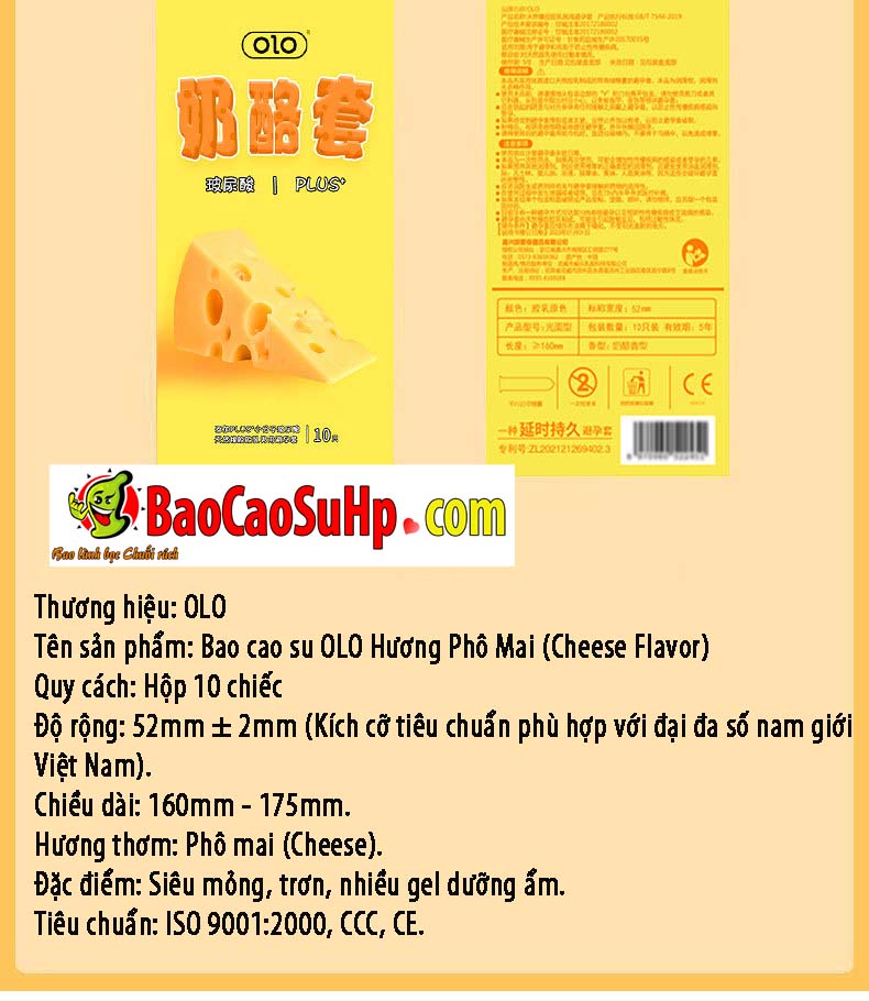 Bao cao su Olo 0.01mm sieu mong huong pho mai axit hyaluronic 16 - Bao Cao Su OLO 0.01mm Siêu Mỏng Hương Phô Mai & Axit Hyaluronic: Sự Kết Hợp Giữa "Thực Phẩm" và "Dưỡng Da"