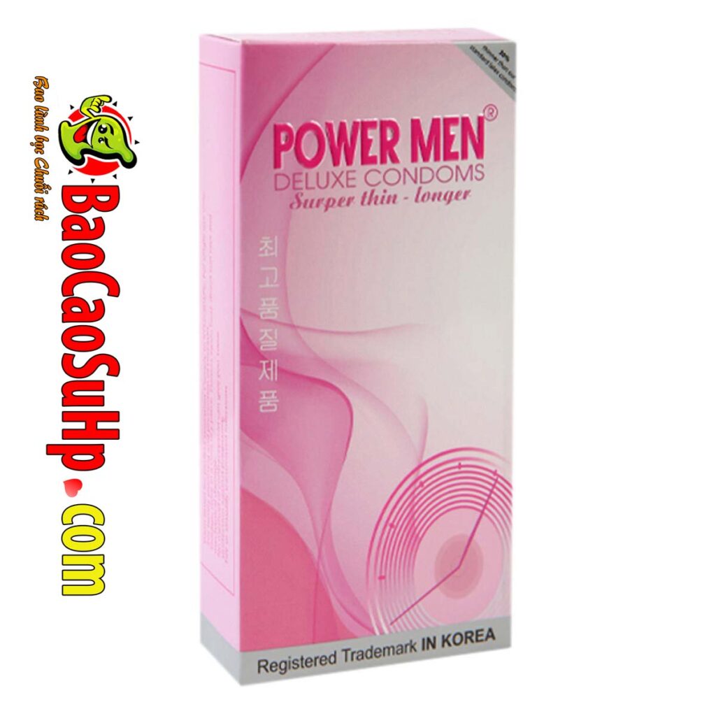 Bao cao su POWER MEN SUPER THIN LONGER siêu mỏng trơn 5% chất kéo dài
