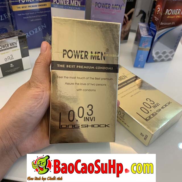 Bao cao su Power Men 003 Invi Long Shock 1 - Bao Cao Su Power Men 0.03 Invi Long Shock siêu mỏng siêu bền bỉ 7% kéo dài Bao cao su Power Men 003 Invi Long Shock 1 - Bao Cao Su Power Men 0.03 Invi Long Shock siêu mỏng siêu bền bỉ 7% kéo dài
