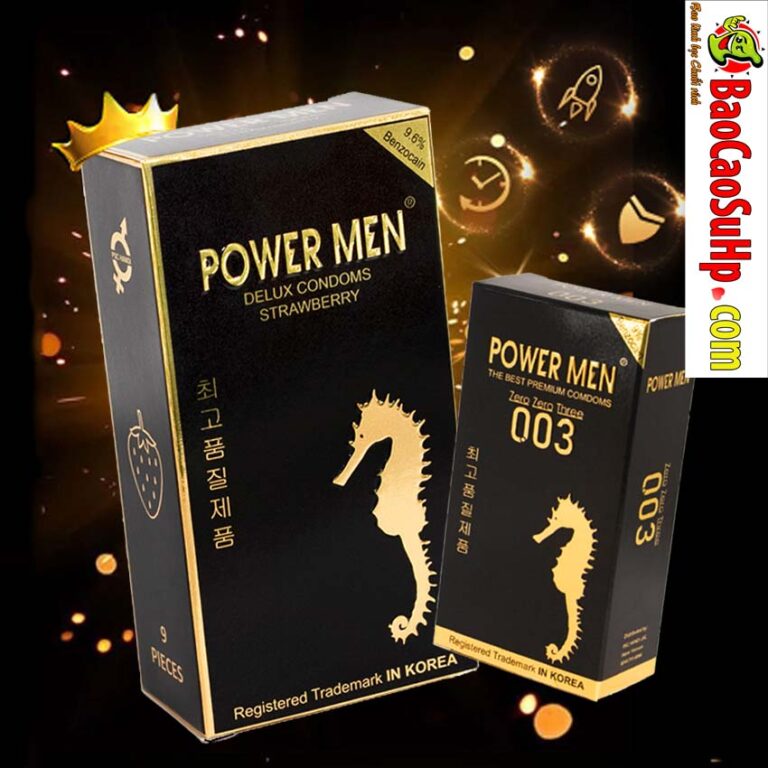 Bao cao su Powermen STRAWBERRY longer gân gai hương dâu 9,6% Benzocain