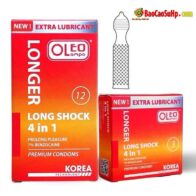 Bao cao su Oleo Lampo 4in1 Longer Longshock Kéo dài 7%, 500g gai, bạc hà, Gel silicone