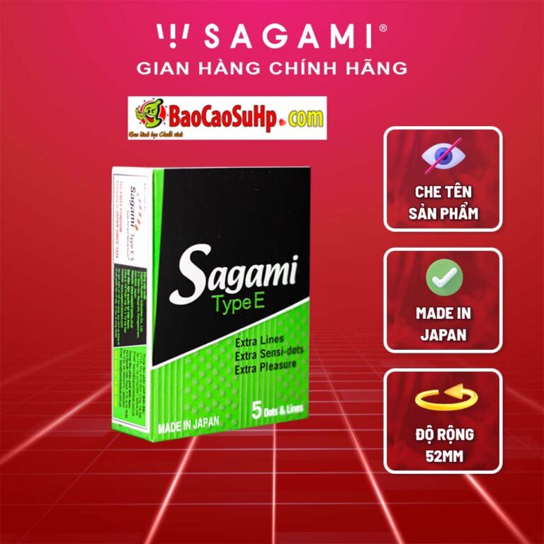 Bao cao su sagami Nhật Bản siêu mỏng Type E siêu bôi trơn chống tuột gân gai Hộp 5C