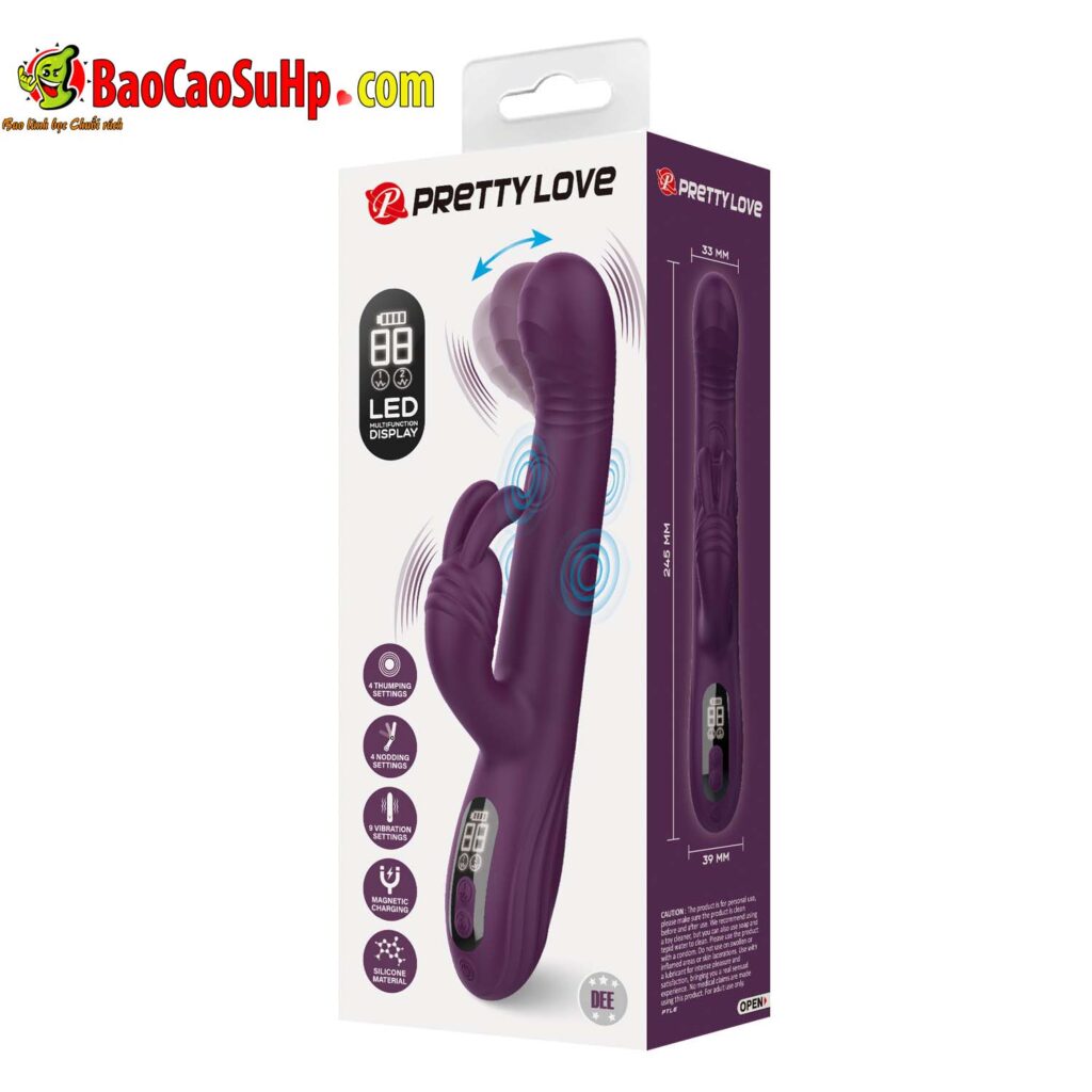 Dương vật giả cầm tay đa chức năng Prettylove tai thỏ BW-500112 Hurbert