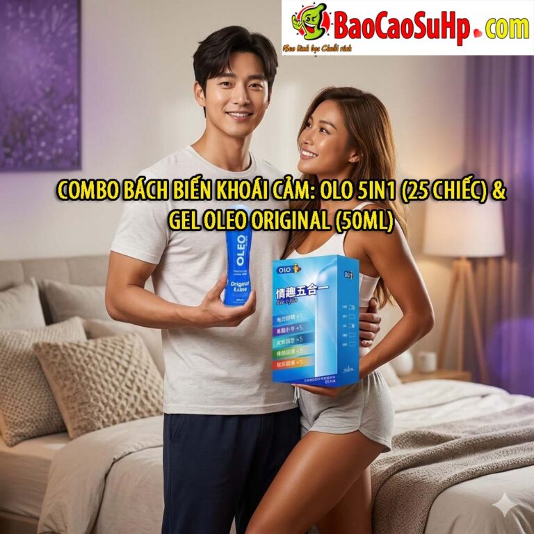 Combo bao cao su bách biến khoái cảm với Bao cao su olo 5in1 FIVE 25 chiếc và gel Oleo Original 50ml