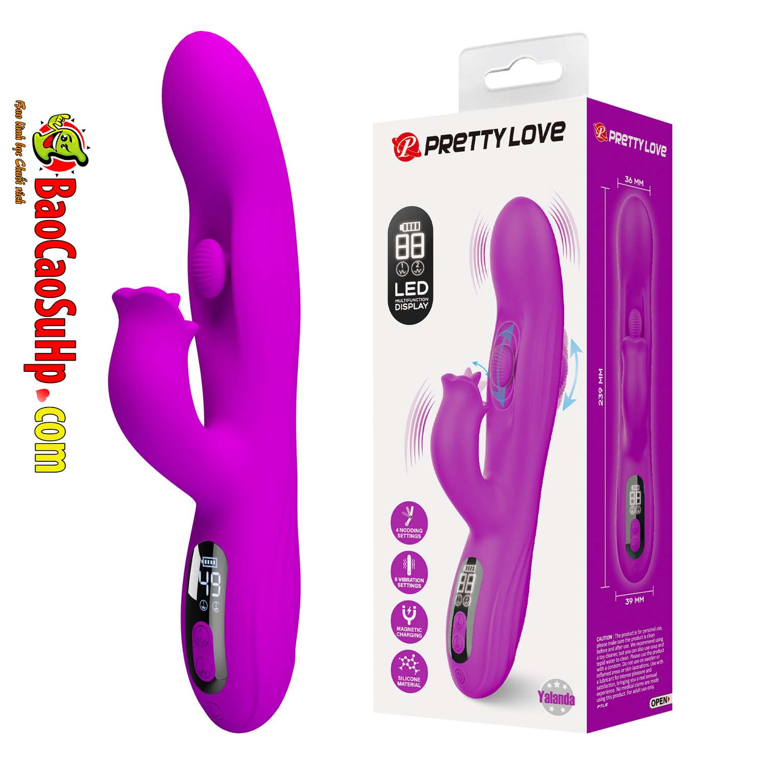 Dương vật giả lưỡi liếm LCD Yalanda full Silicone Rung xoay BW-500111