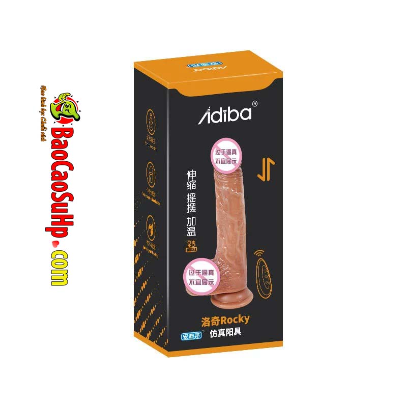 Dương vật giả đóng đất Silicone rung thụt Adiba Rocky điều khiển từ xa Size nhỏ 3.5cm