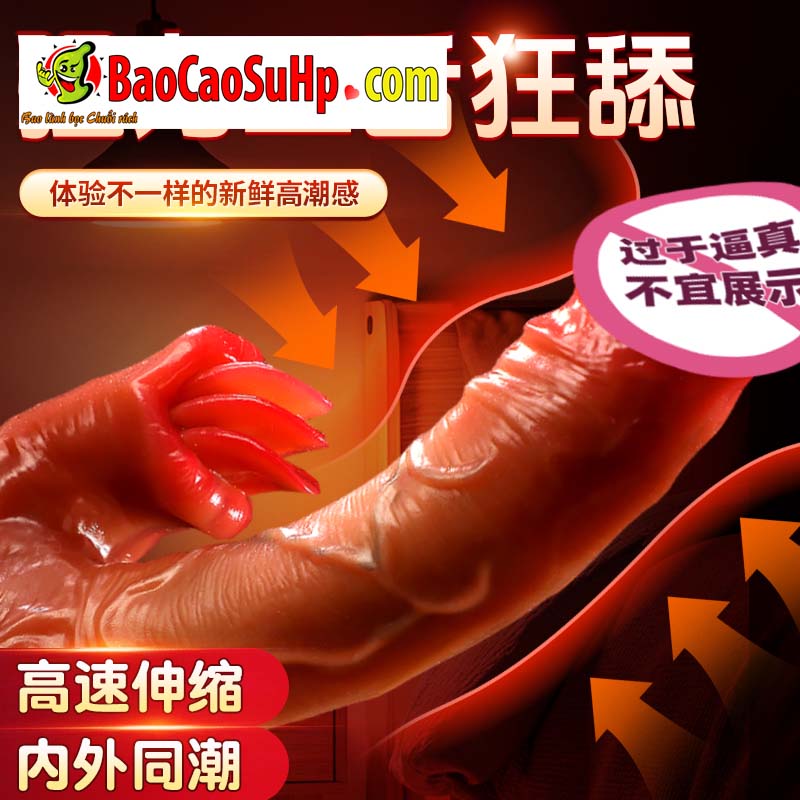 Dương vật giả Silicone đóng đất Mizzzeee Amalthea rung thụt có 3 lưỡi liếm