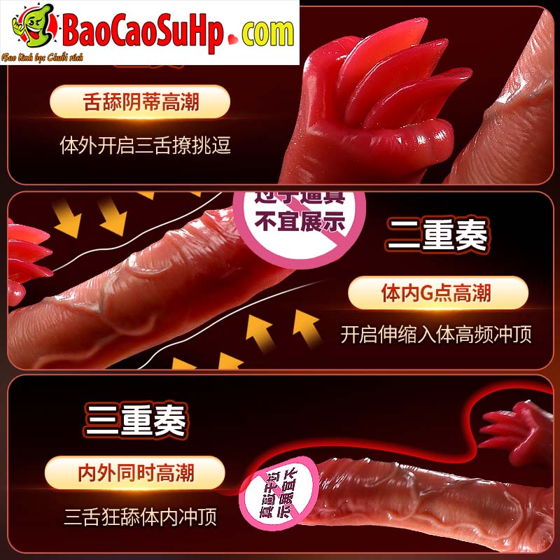 Dương vật giả Silicone đóng đất Mizzzeee Amalthea rung thụt có 3 lưỡi liếm