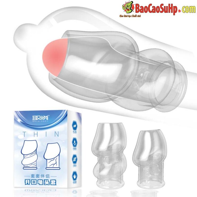 Bao cao su donden hở đầu Open-Glans Sleeve TPE Material Gân nổi to