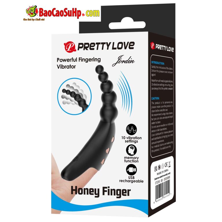 Ngón tay rung Prettylove Fordin dây hạt kích thích hậu môn 10 chế độ rung