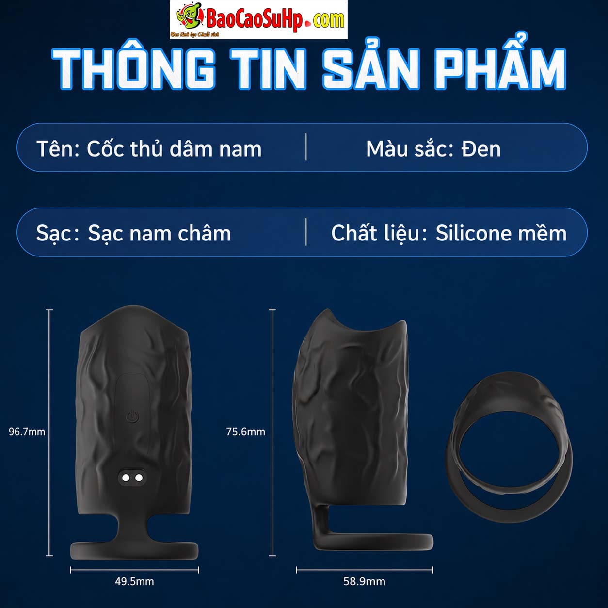 Vòng đeo dương vật rung điều khiển APP Kensington hở đầu 3in1