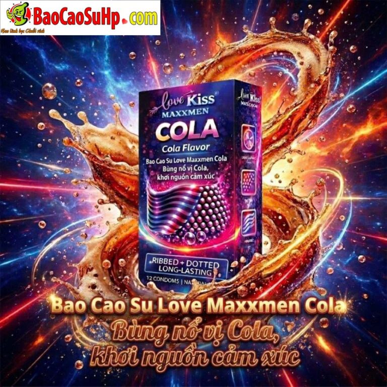 Bao cao su Love Kiss Maxxmen Cola Hộp 12 Cái – Gân Gai Kéo Dài Thời Gian, Hương Cola Ngọt Ngào