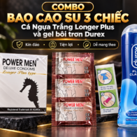 Combo bao cao su 3 chiếc Cá Ngựa Trắng Longer Plus và gel bôi trơn Durex