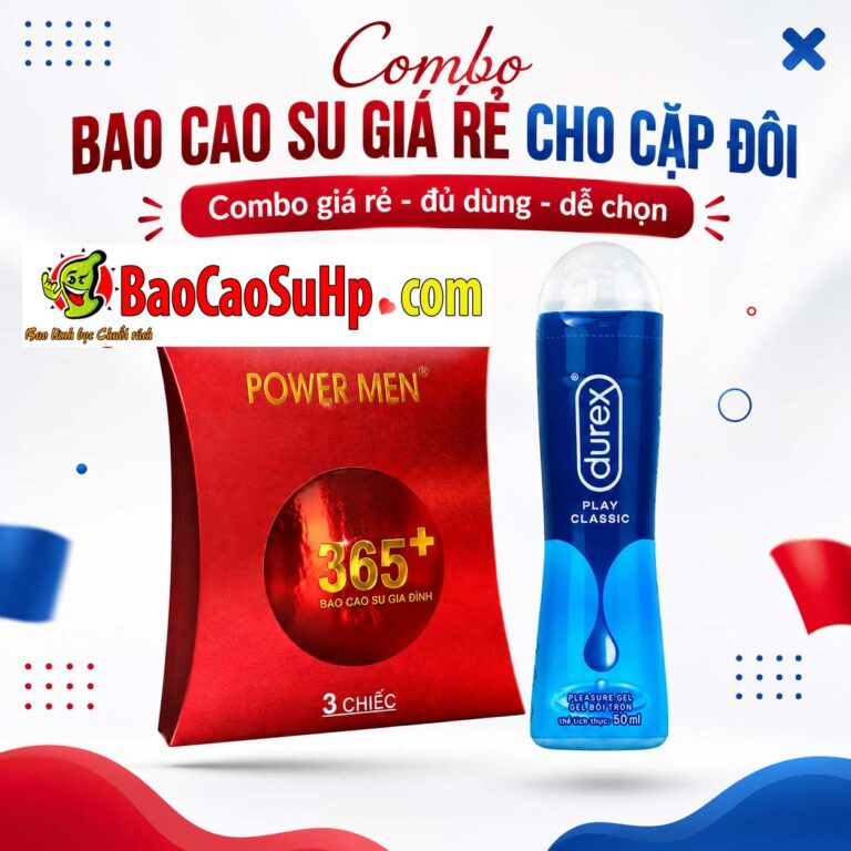 Combo bao cao su giá rẻ cho cặp đôi Powermen 365+ 3 chiếc & Gel Durex Play Classic 50ml