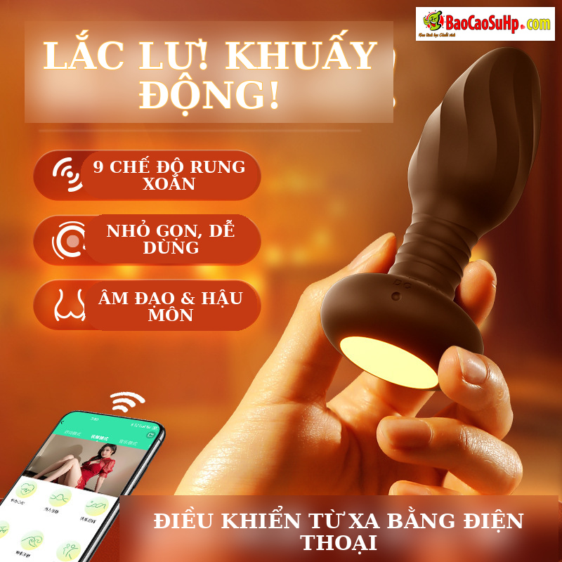 Phích cắm lỗ hậu APP Mizzzee Calloway rung 9 chế độ đèn LED rực rỡ