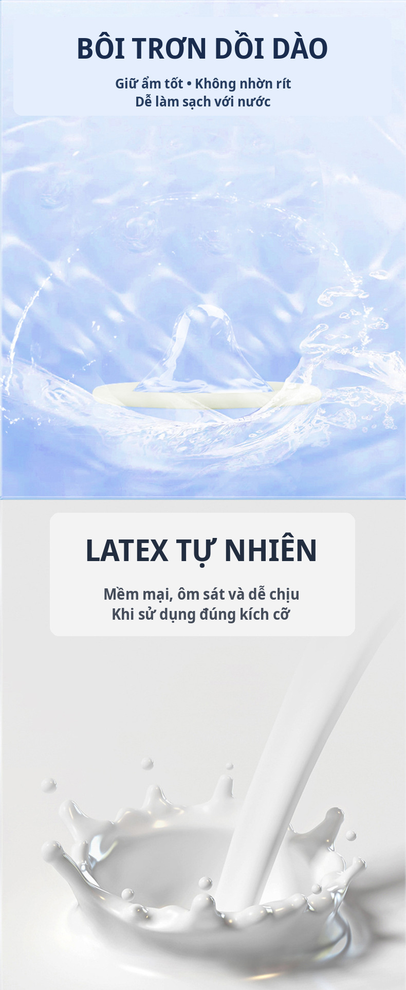 Hình giới thiệu chất liệu latex tự nhiên và chất bôi trơn của OLO
