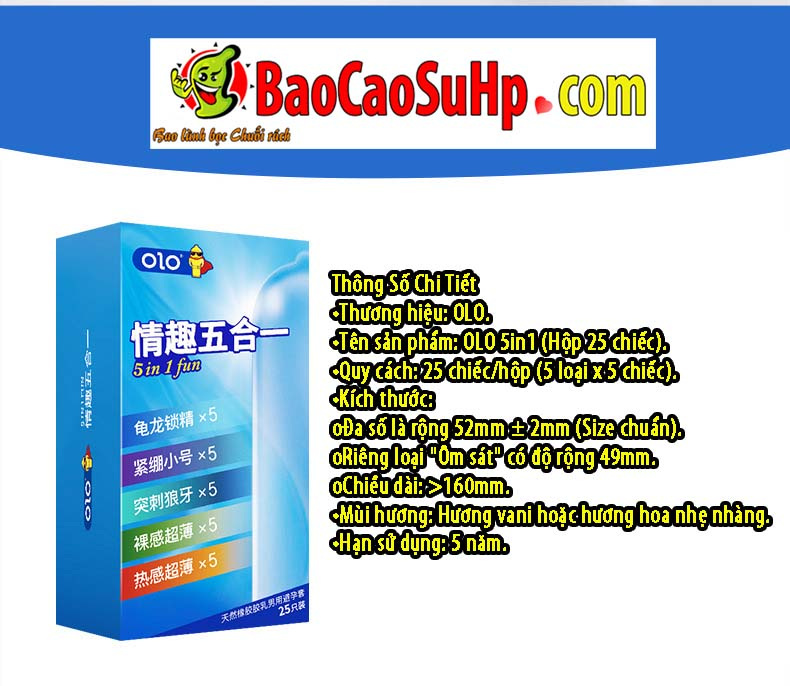 Thông số bao bì OLO FIVE 25: quy cách, kích cỡ và hạn dùng công bố