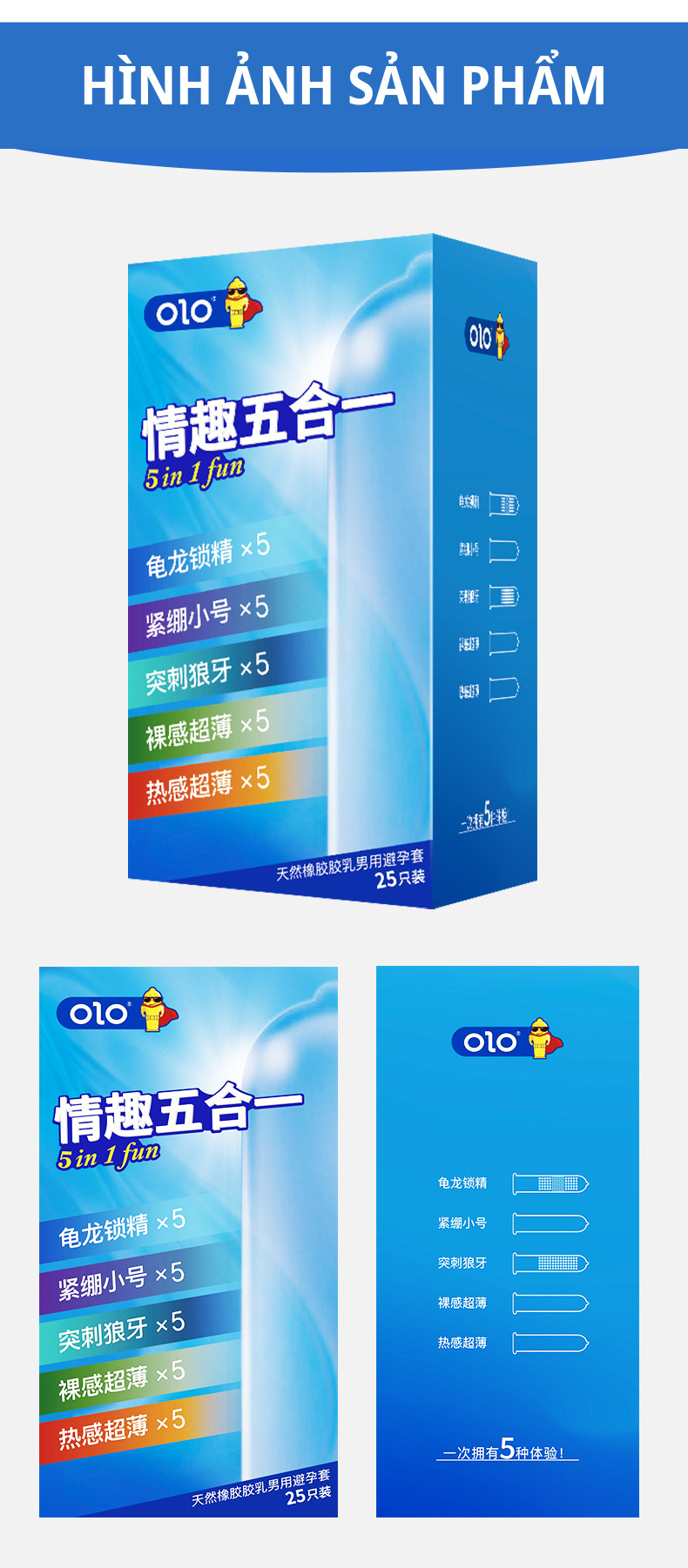 Các góc nhìn bao bì hộp OLO 5in1 FIVE 25