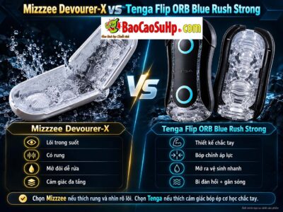 So sanh coc thu dam trong suot Mizzzee Devourer-X vs Tenga – Flip ORB Blue Rush Strong Masturbator